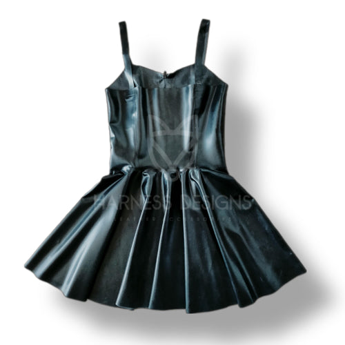 Latex Skater Dress with Front Zipper – Full Circle Latex Dress, Cheerleader Style, Rubber Fetish Look, Handmade Latex Clothing