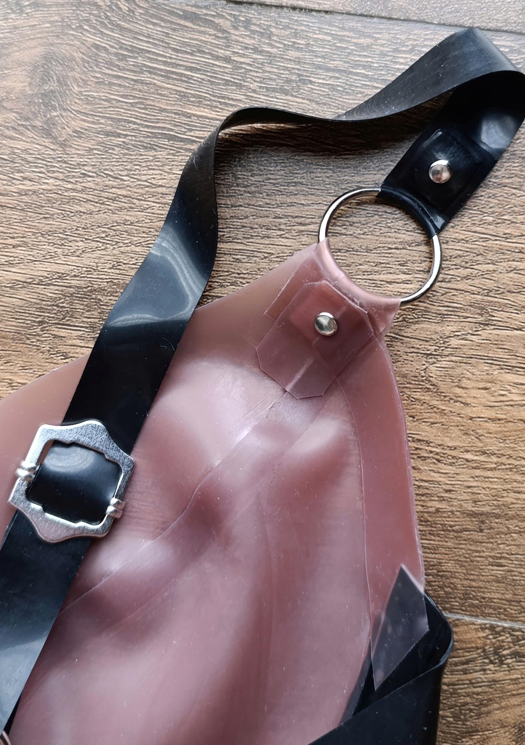 Latex Bra with Choker & Rivets, Two-Tone Latex Lingerie, Rubber Bra, Fetish Wear, BDSM, Latex Underwear