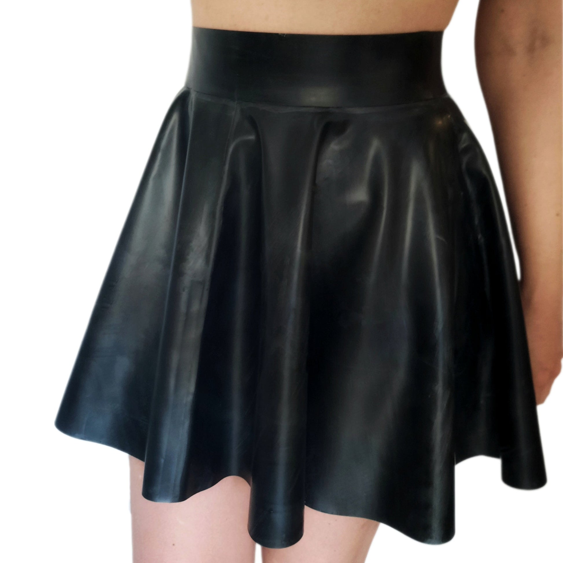 Latex Skater Skirt – Full Circle Rubber Skirt with Back Zipper, Cheerleader Style, Fetish Wear, Handmade Latex, Ready to Ship from USA