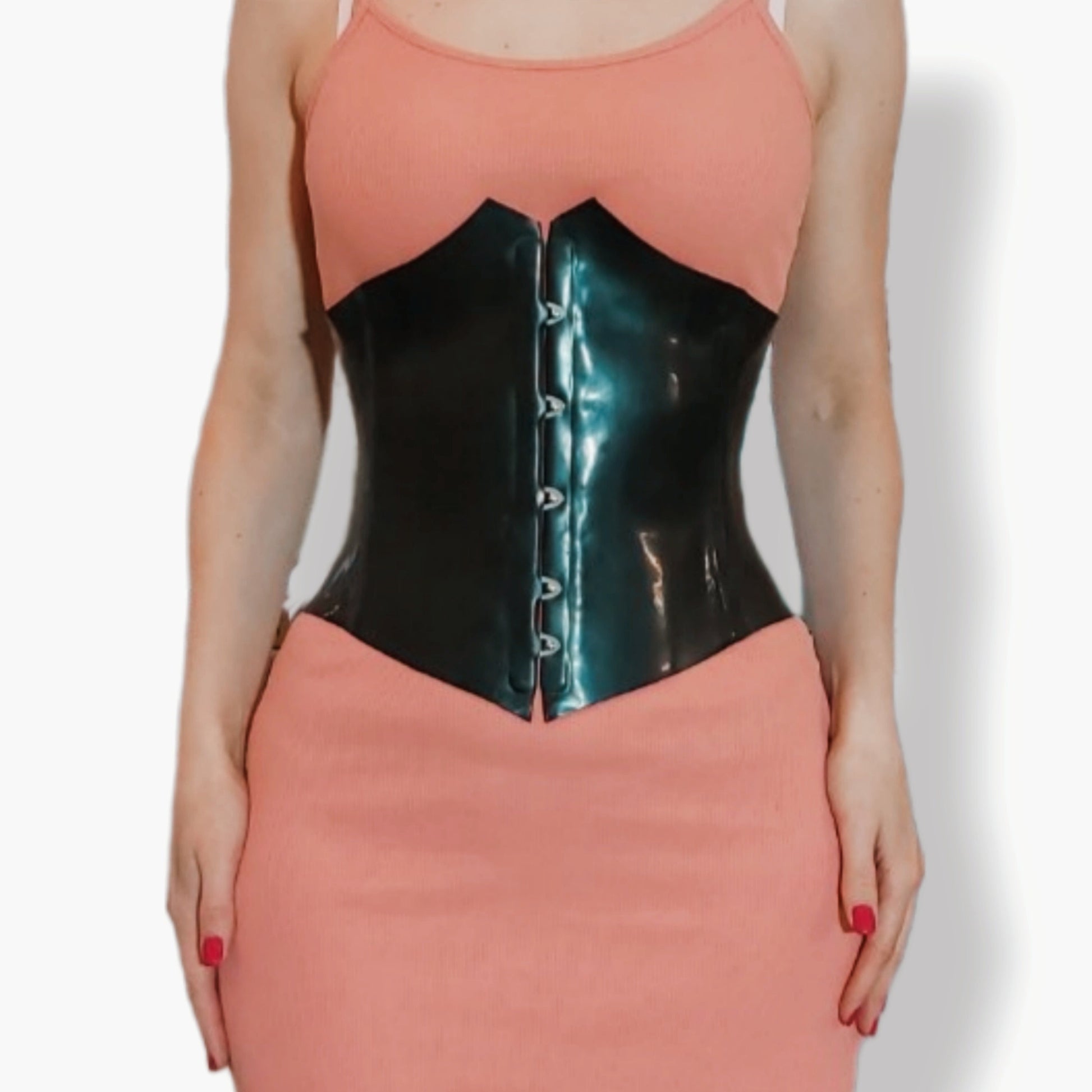Latex underbust corset with front hooks and lace-up back, Latex Waist Corset, Rubber corset, Natural latex corset, Corsage made of latex