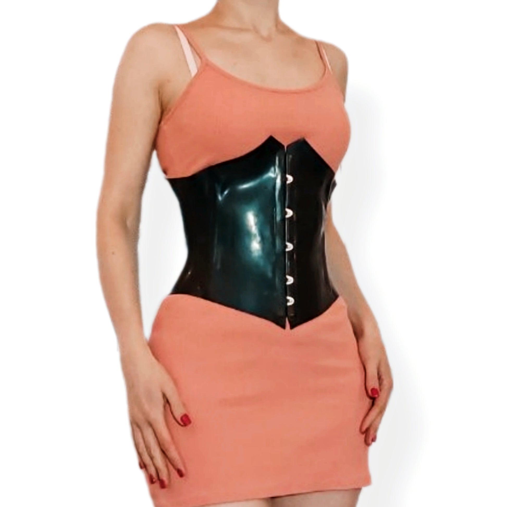Latex underbust corset with front hooks and lace-up back, Latex Waist Corset, Rubber corset, Natural latex corset, Corsage made of latex